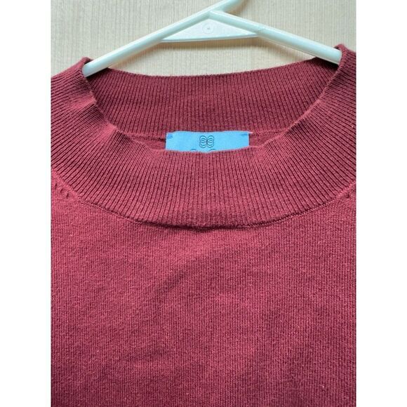 CeCe Cynthia Steffe Pullover Sweater Womens XL Burgundy Sheer Clip Dot Sleeves - Picture 4 of 11